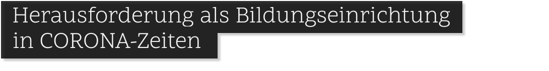 . Herausforderung als Bildungseinrichtung    in CORONA-Zeiten  .